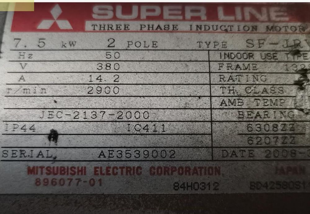 三菱電機型號SF-JRV-7.5KW-2P-380V/50H...