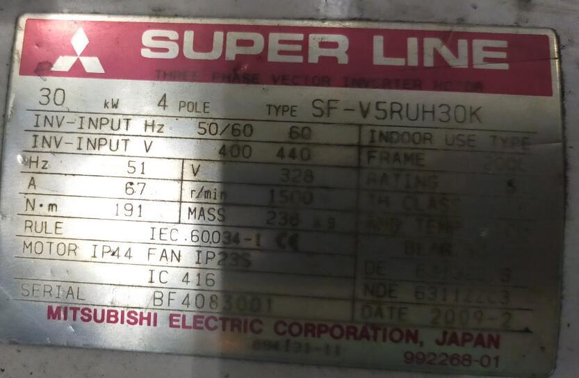三菱高性能（néng）變頻調速（sù）電機型號SF-V5RUH30K