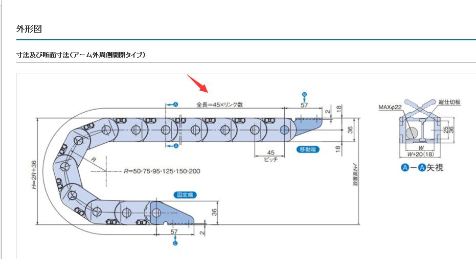 日（rì）本椿本拖（tuō）鏈型號TKP45H25-40W78R95