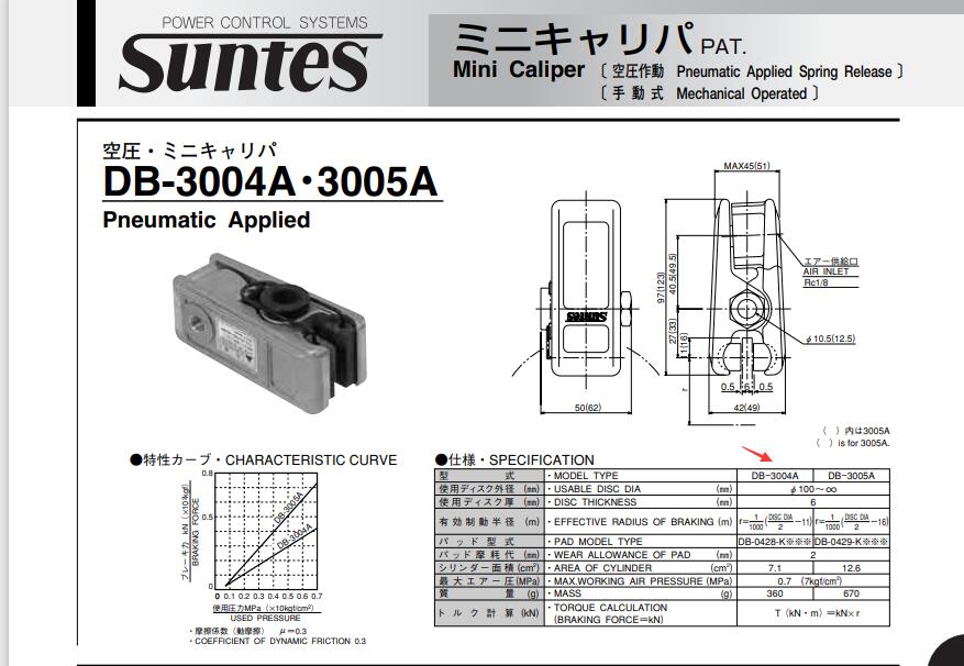 日本SUNTES三陽製動器型號DB-3004A也叫抱閘