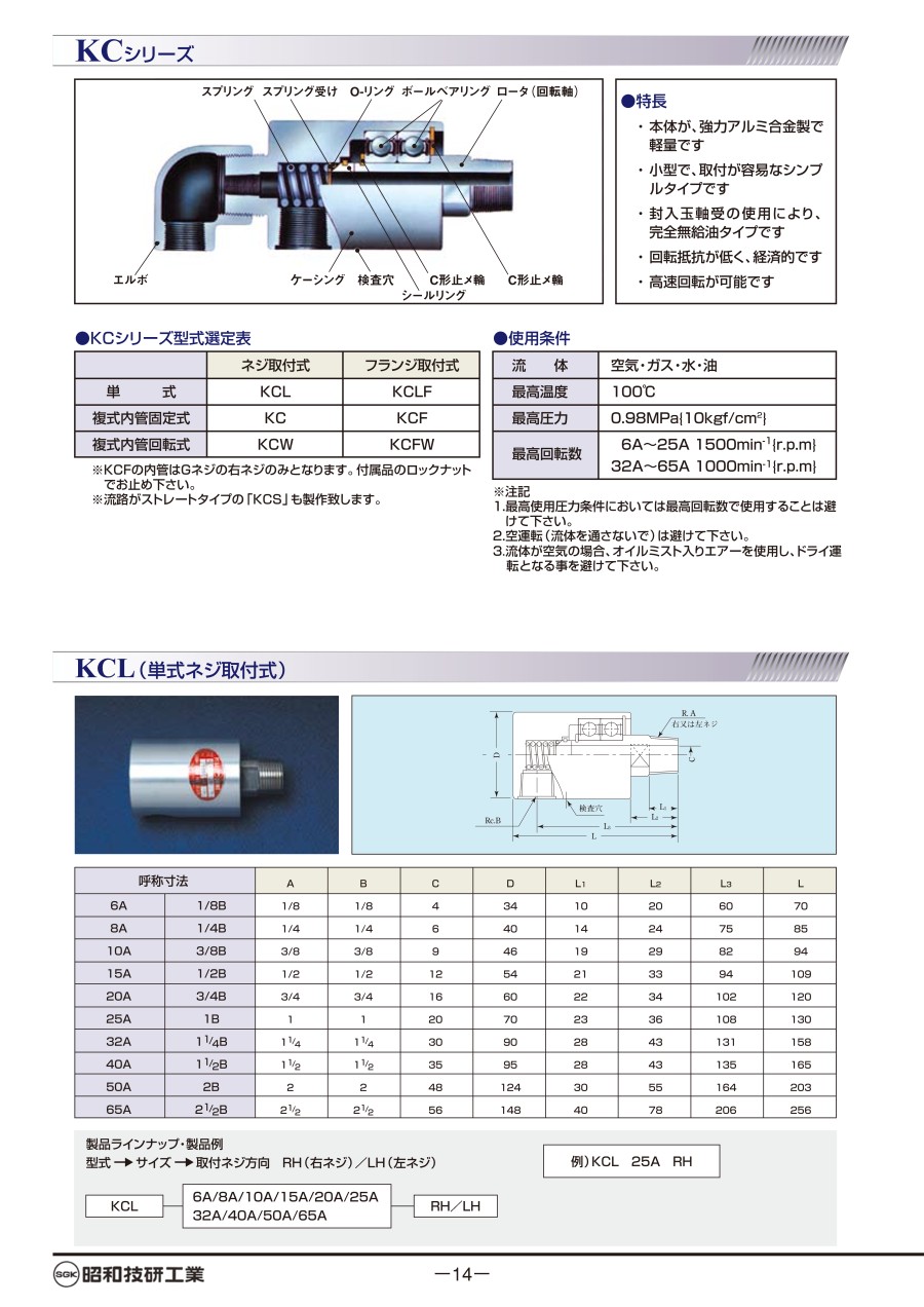 日本SGK昭和接頭  可用作研磨盤進水接頭 型號： KCL-...