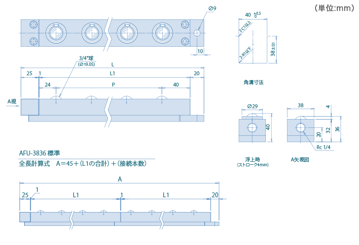 AFU-3836-series 標準品 寸（cùn）法
